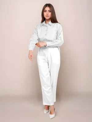 White Solid Full Sleeves Shirt
