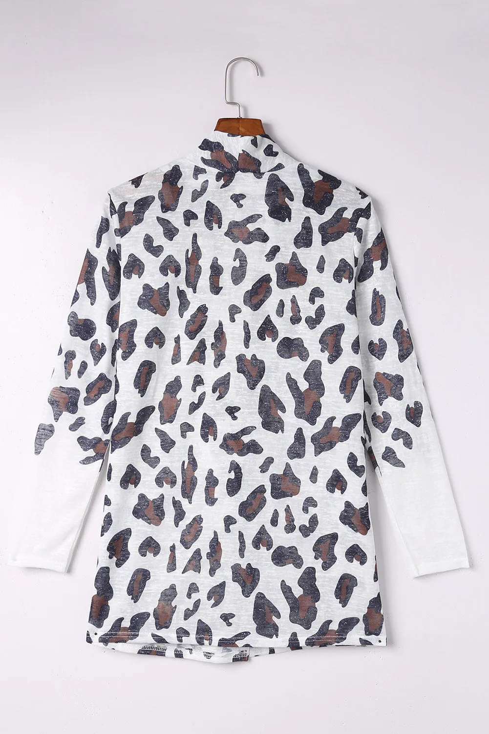 White Vintage Leopard Print Open Cardigan