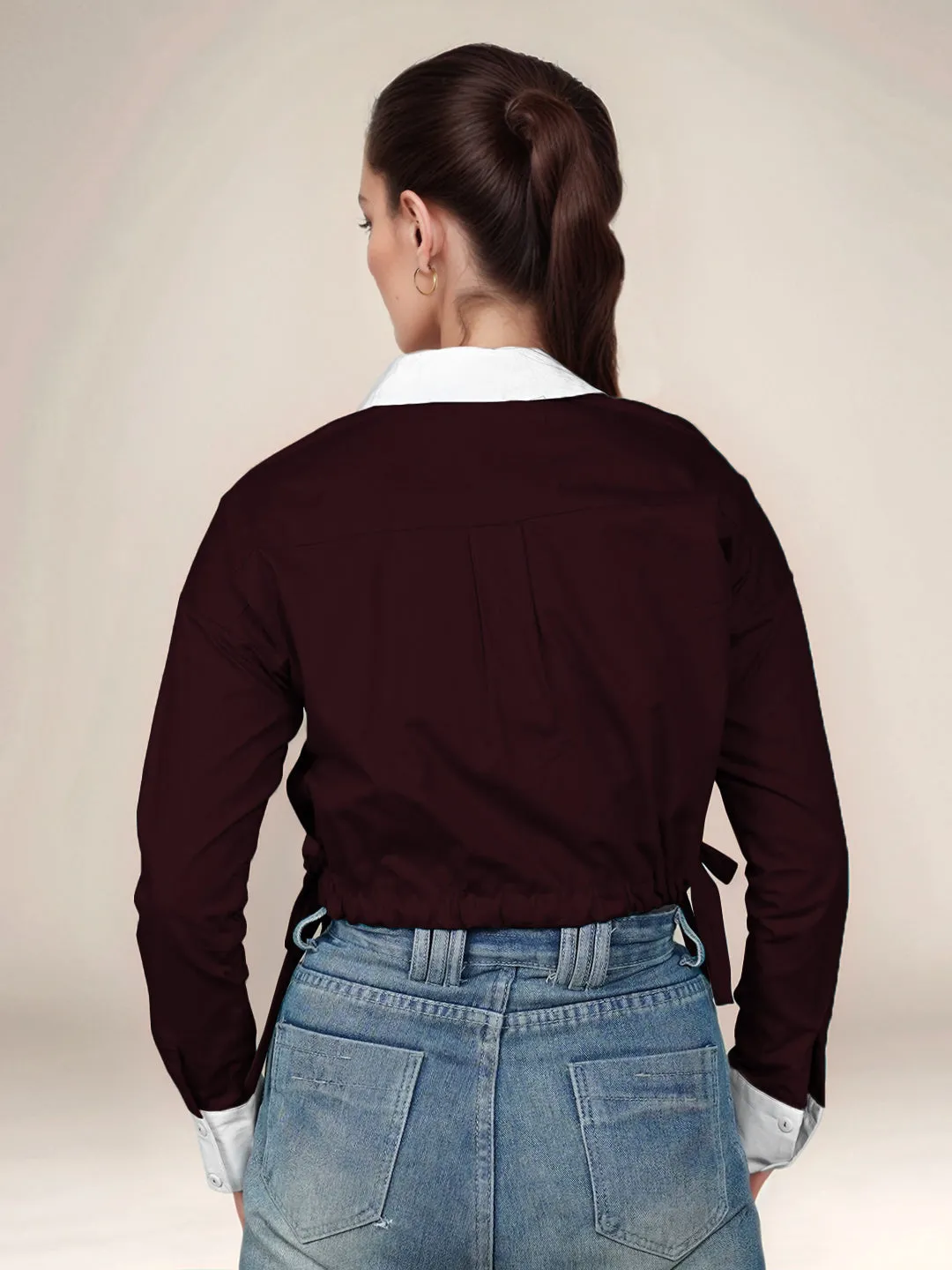 Wine Solid Full Sleeves Shirt
