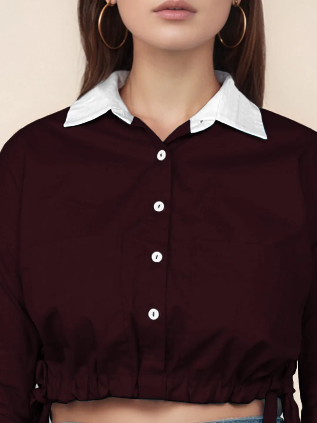 Wine Solid Full Sleeves Shirt