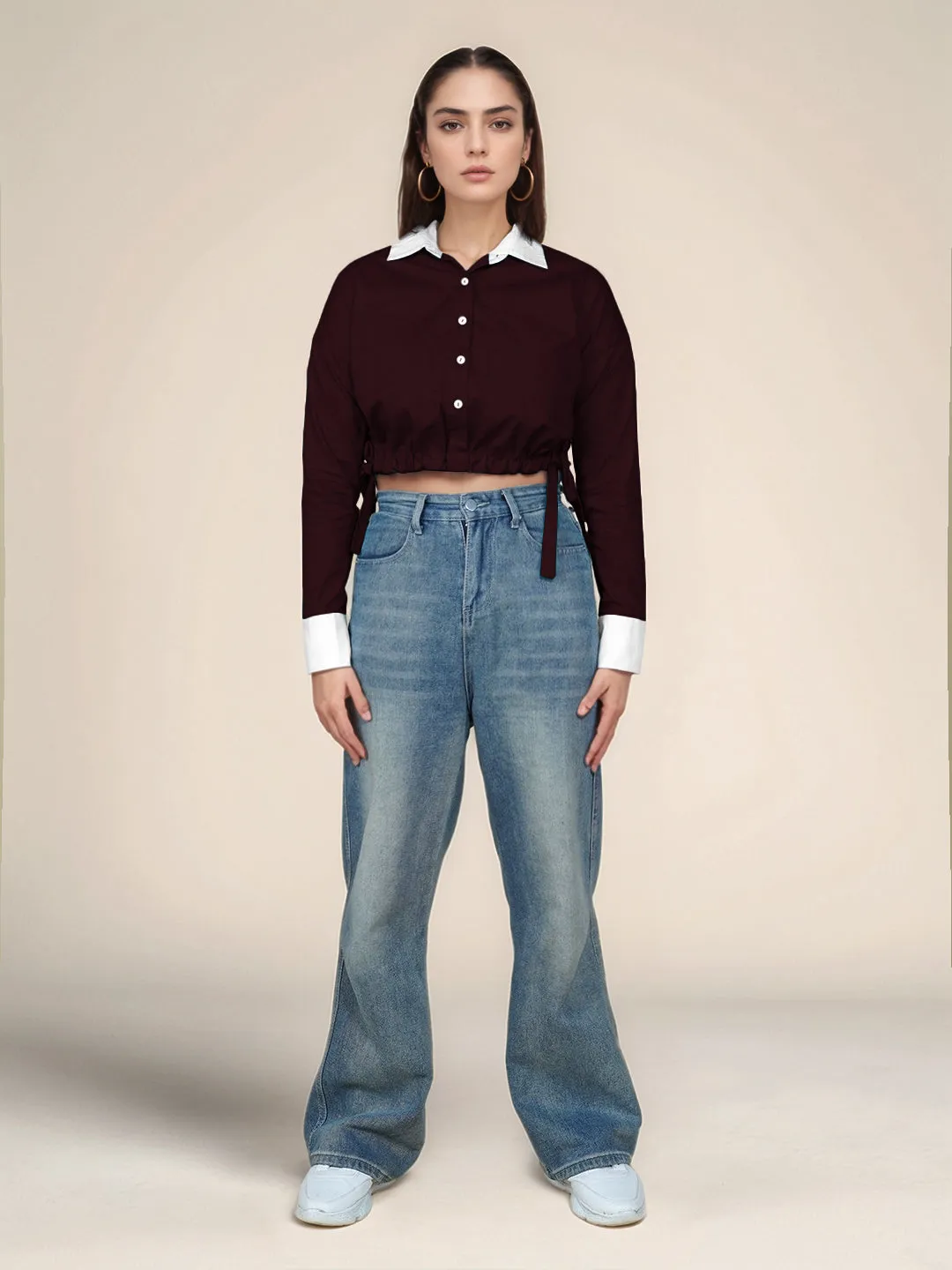 Wine Solid Full Sleeves Shirt
