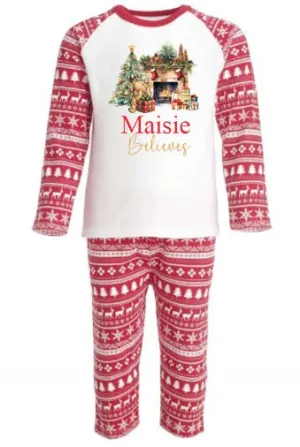 Winnie the Pooh  Personalised Red Christmas Print Pyjamas