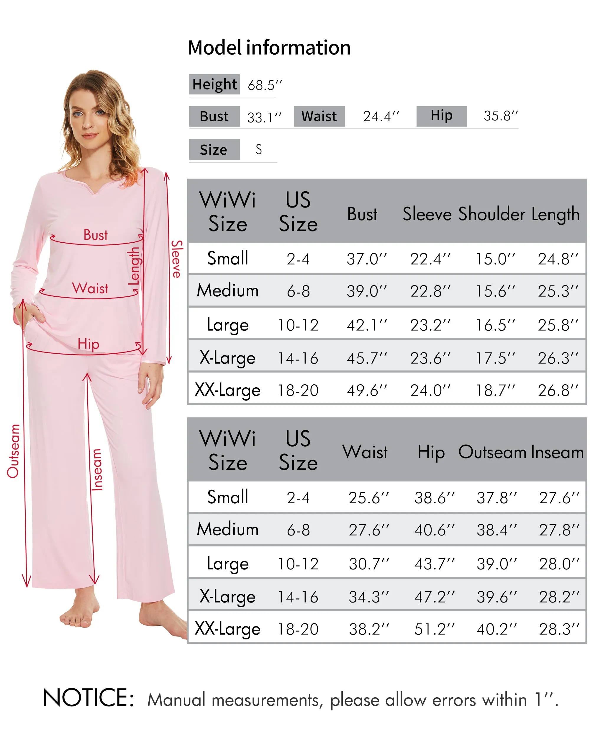 WiWi Bamboo Pajamas Sets for Women