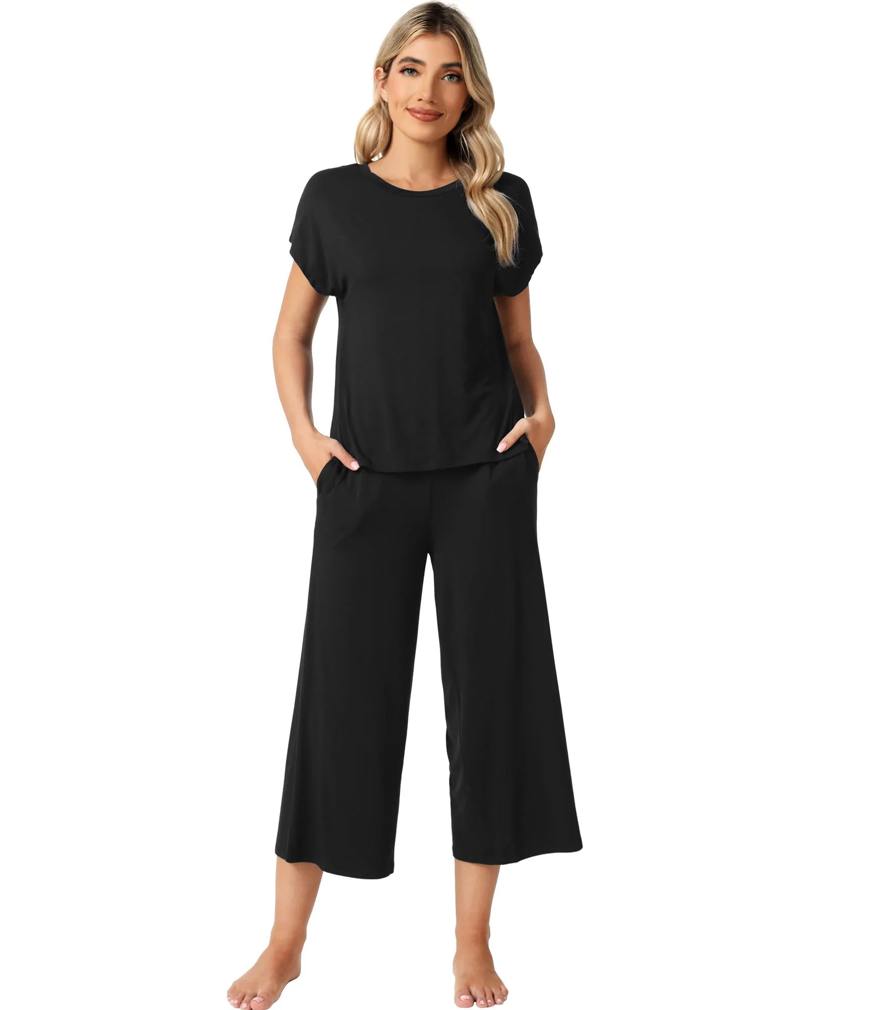 WiWi Bamboo Tops with Capri Pants Sleepwear Pjs