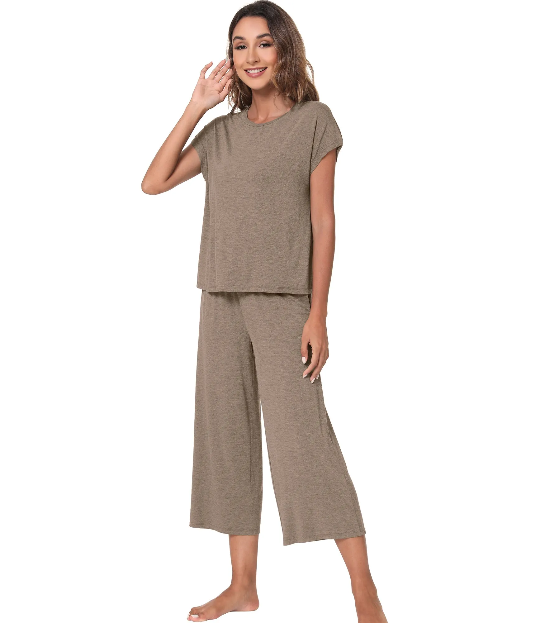 WiWi Bamboo Tops with Capri Pants Sleepwear Pjs
