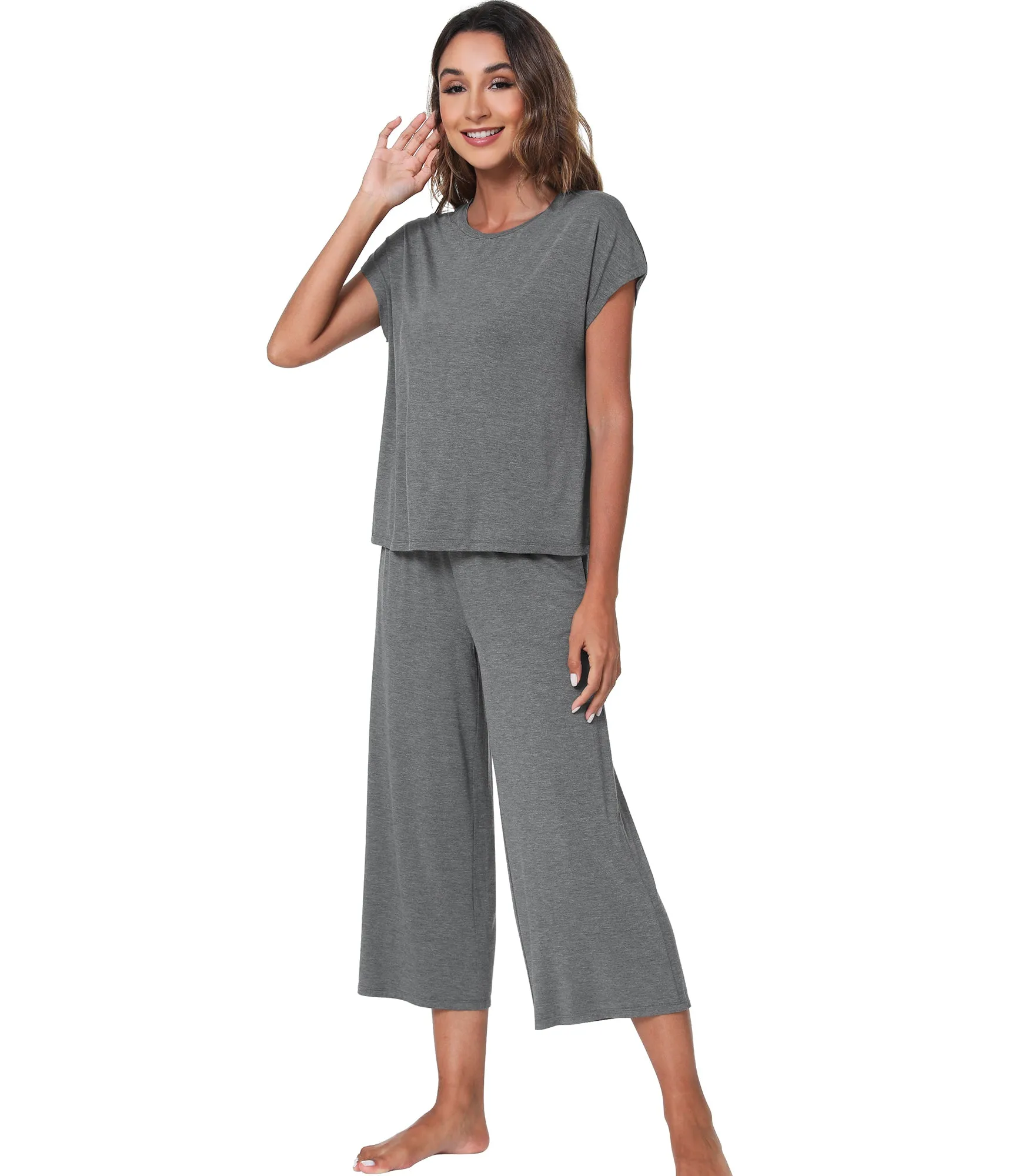 WiWi Bamboo Tops with Capri Pants Sleepwear Pjs