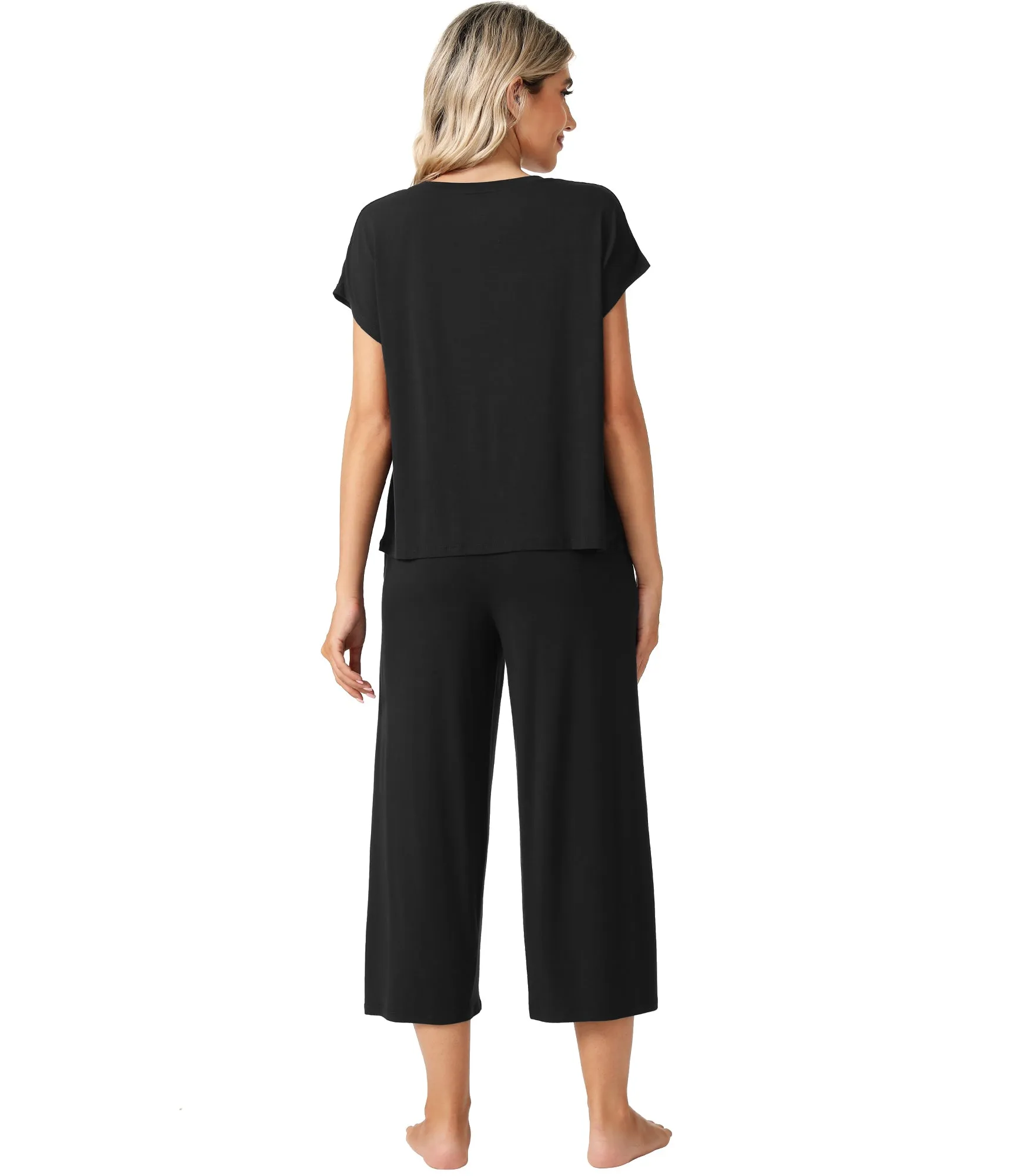 WiWi Bamboo Tops with Capri Pants Sleepwear Pjs