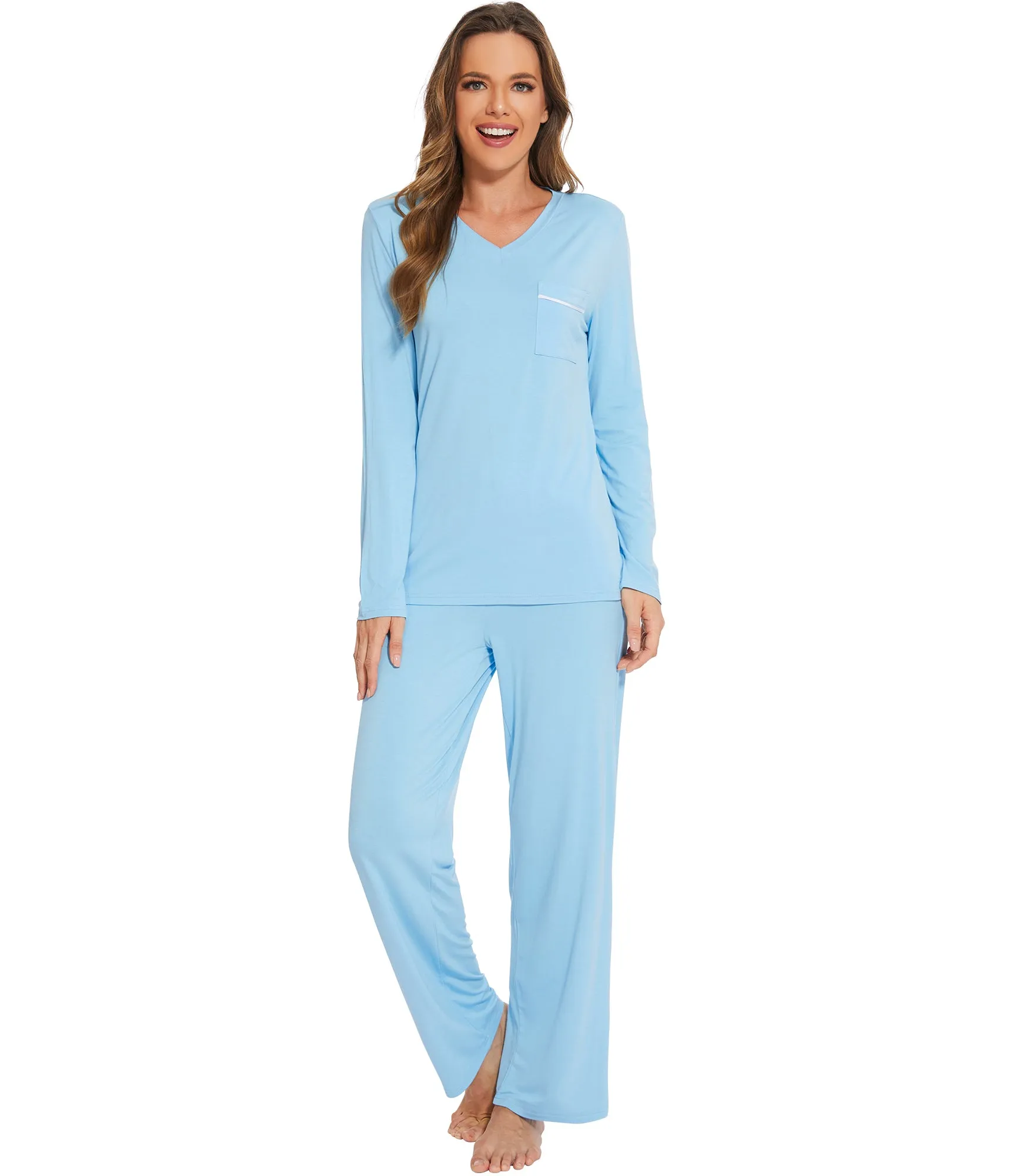 WiWi Long Sleeve Bamboo Pajamas Set for Women