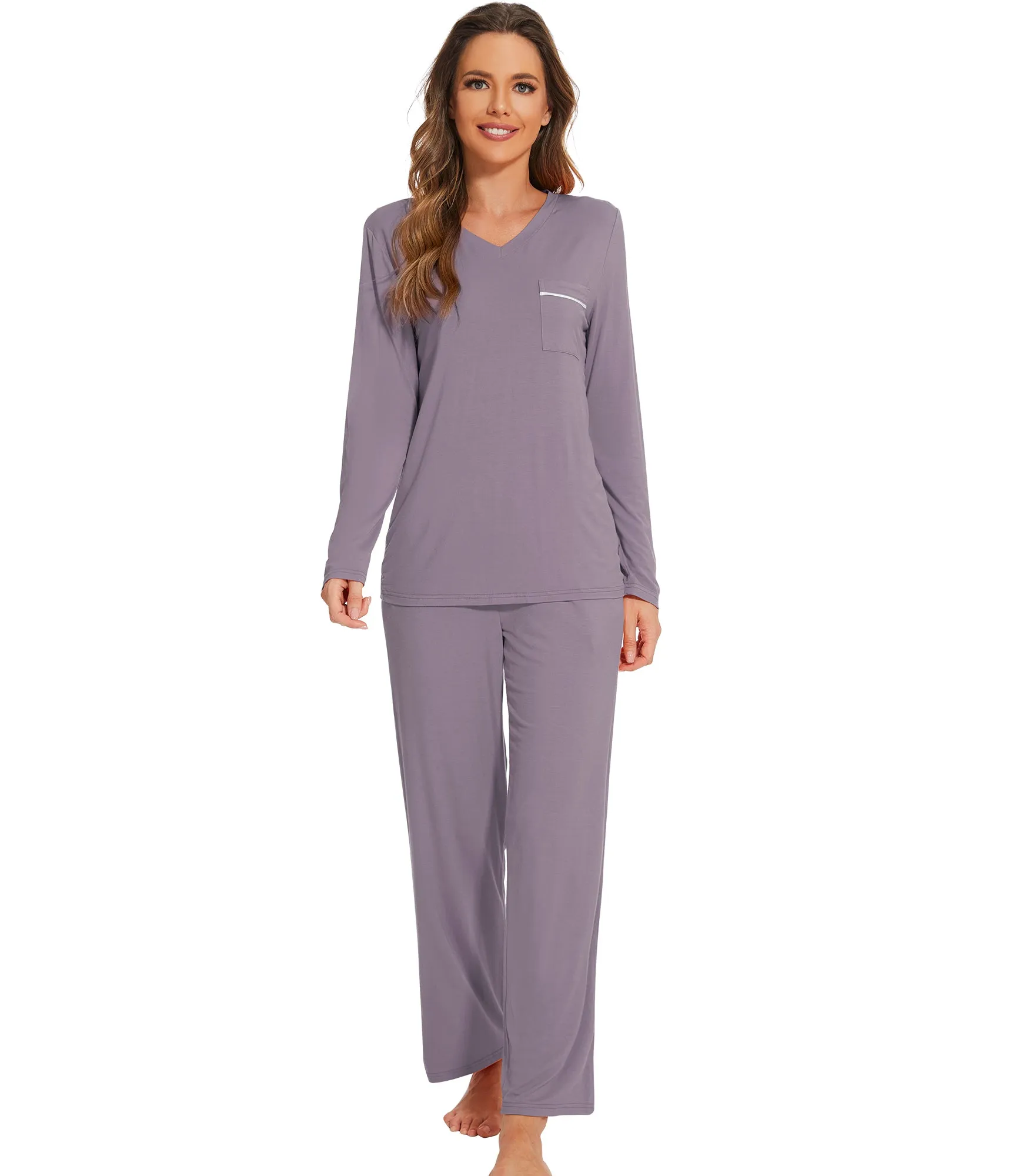 WiWi Long Sleeve Bamboo Pajamas Set for Women