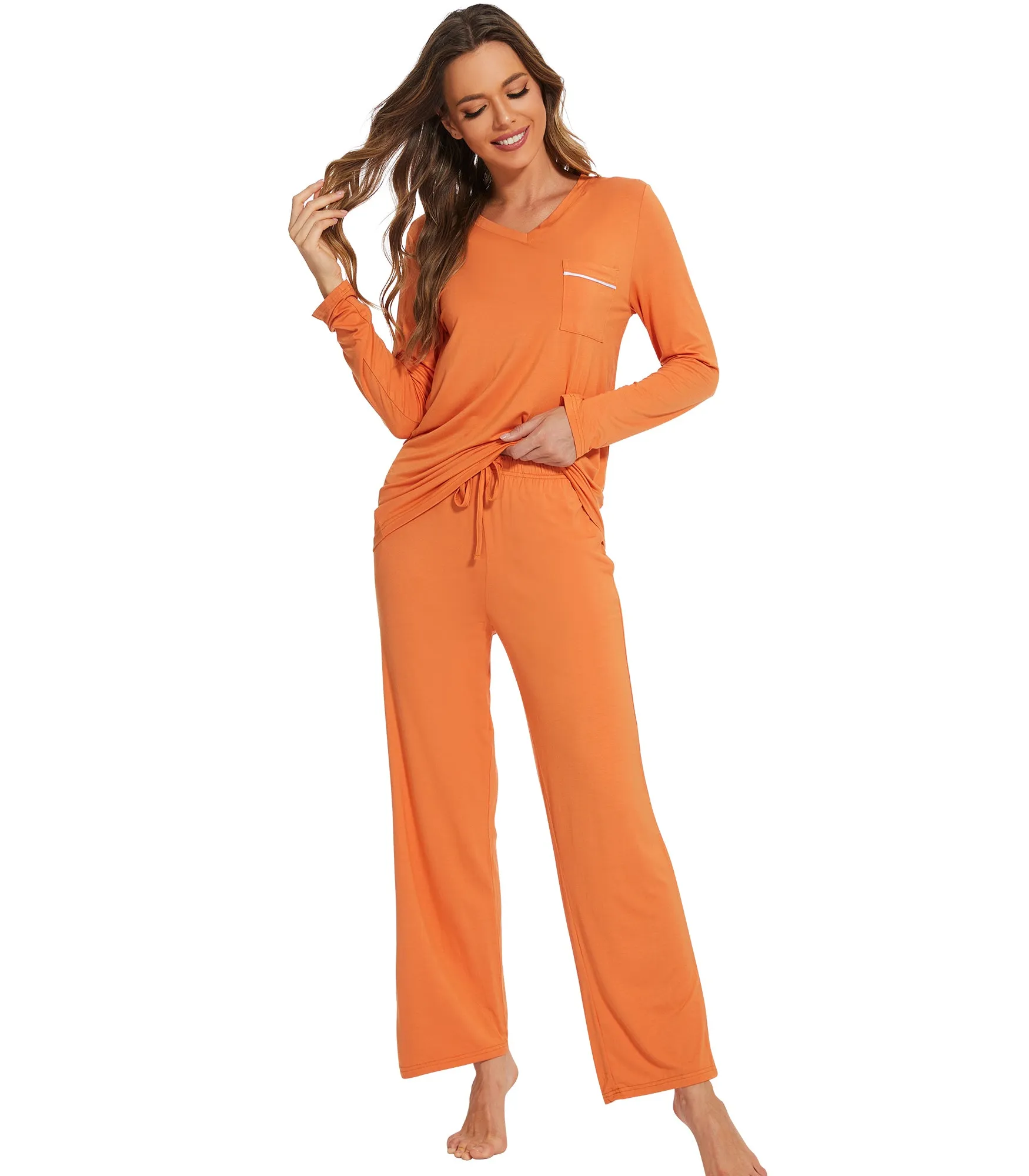 WiWi Long Sleeve Bamboo Pajamas Set for Women