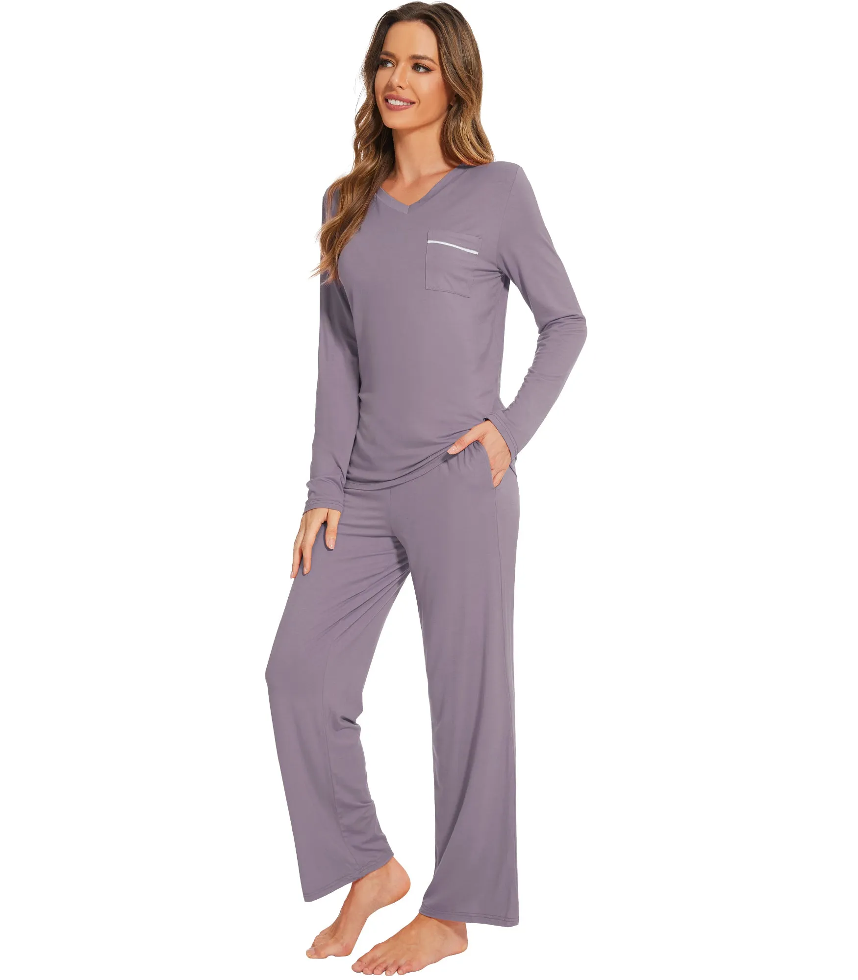 WiWi Long Sleeve Bamboo Pajamas Set for Women