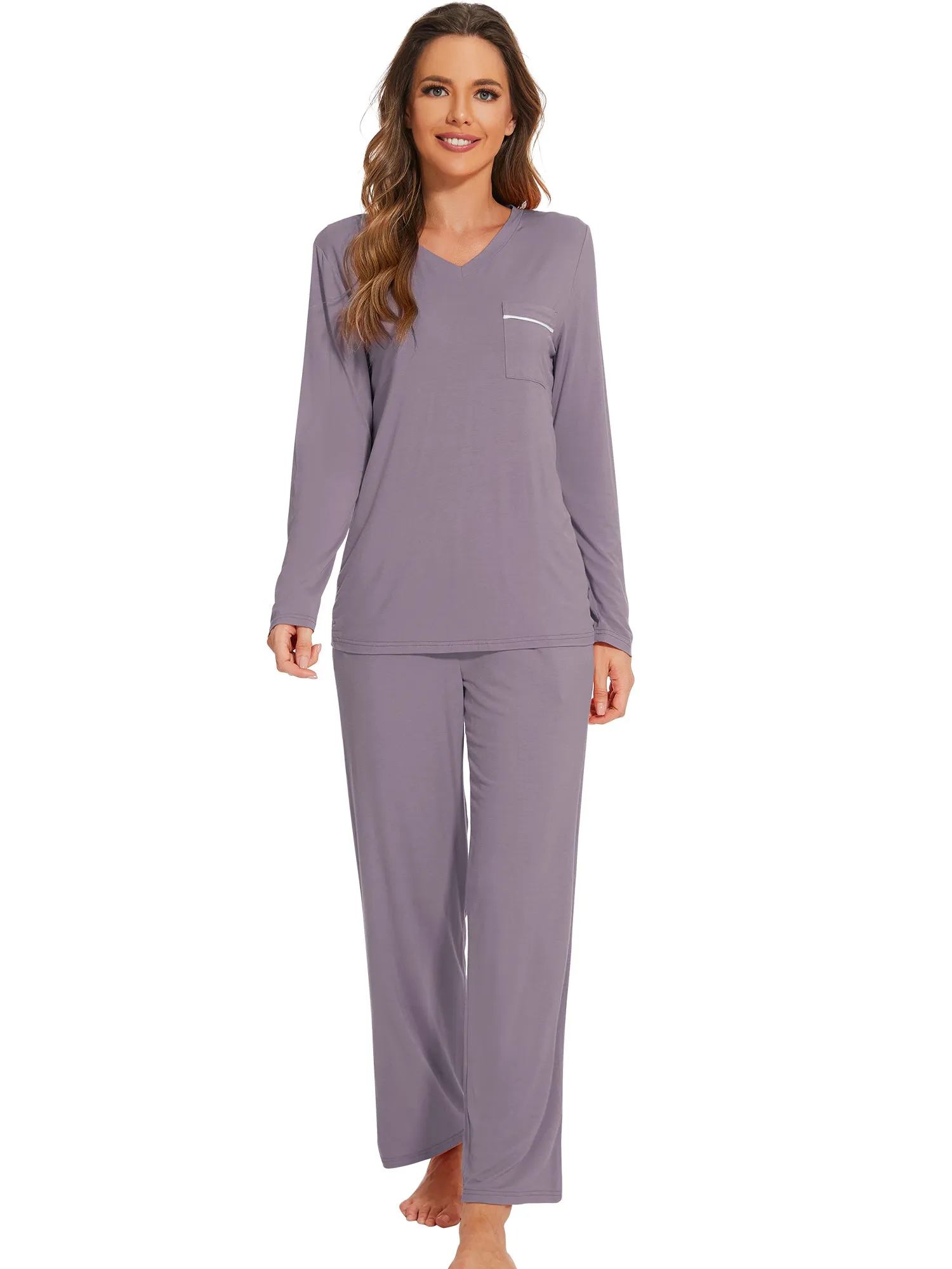 WiWi Long Sleeve Bamboo Pajamas Set for Women
