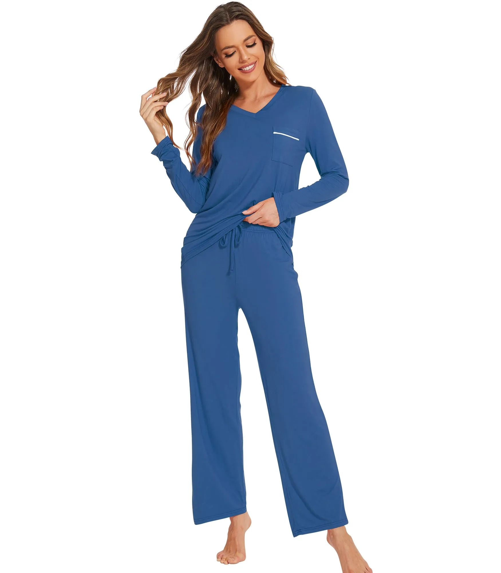 WiWi Long Sleeve Bamboo Pajamas Set for Women