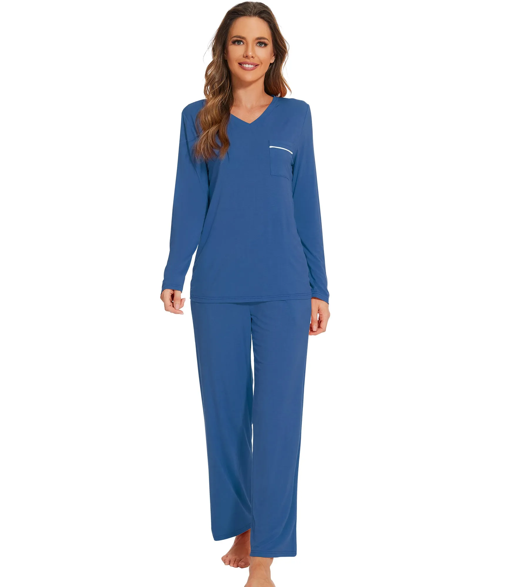 WiWi Long Sleeve Bamboo Pajamas Set for Women