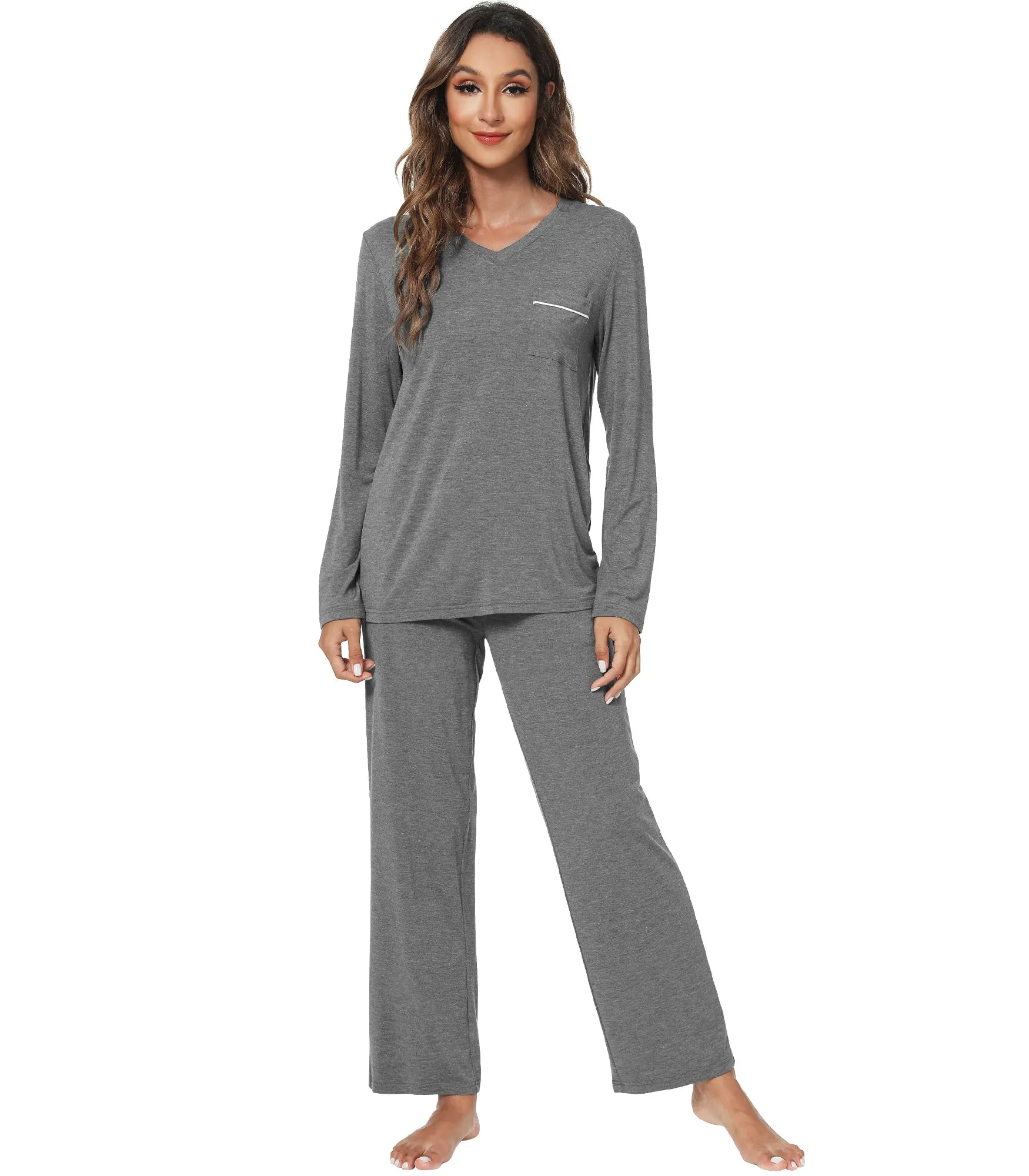 WiWi Long Sleeve Bamboo Pajamas Set for Women