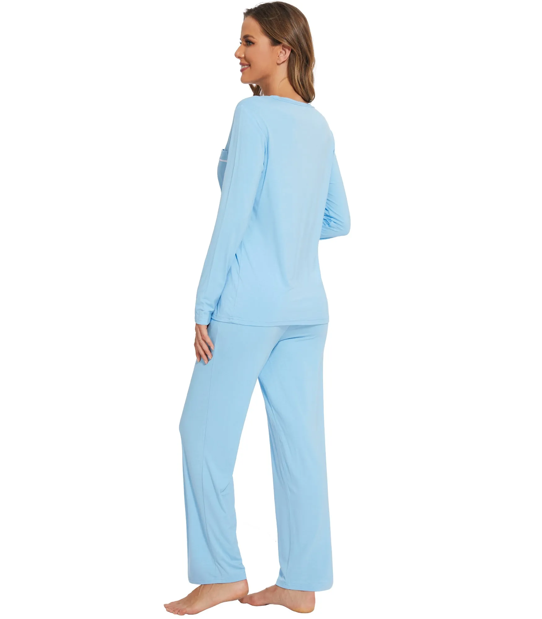 WiWi Long Sleeve Bamboo Pajamas Set for Women