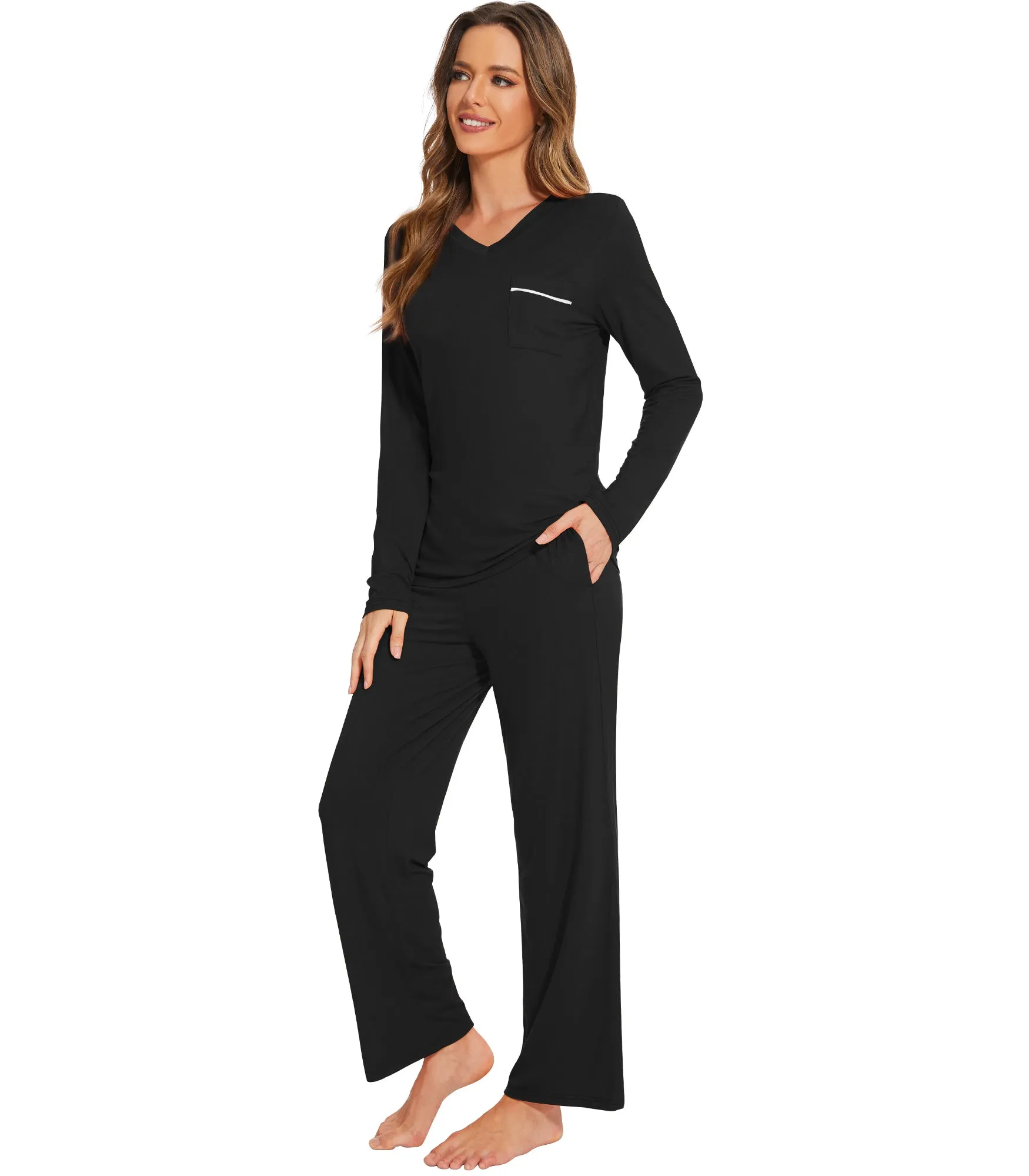 WiWi Long Sleeve Bamboo Pajamas Set for Women