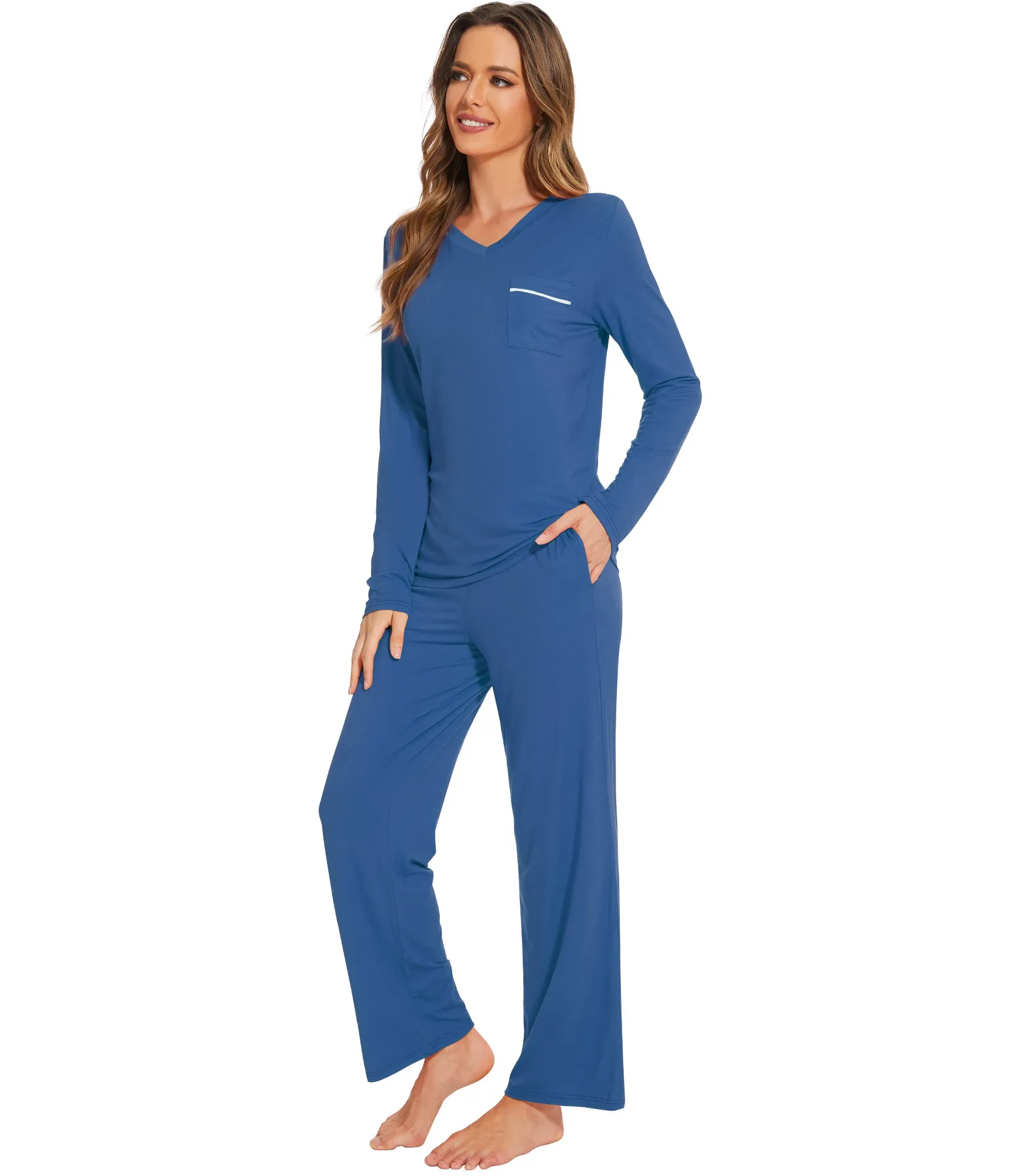 WiWi Long Sleeve Bamboo Pajamas Set for Women