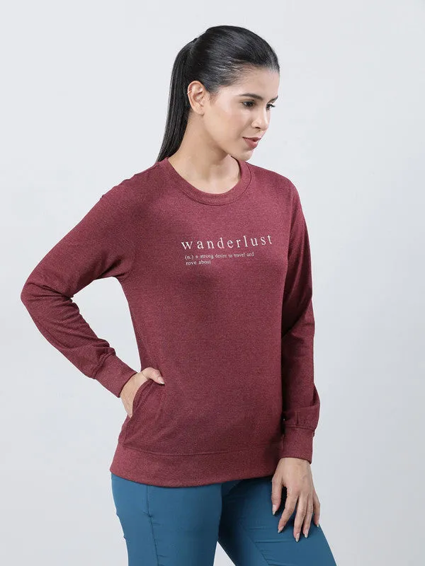 Women Brick Red Solid Sweatshirts-PULLOVER 69-BR-ML