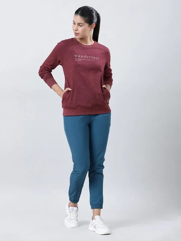 Women Brick Red Solid Sweatshirts-PULLOVER 69-BR-ML
