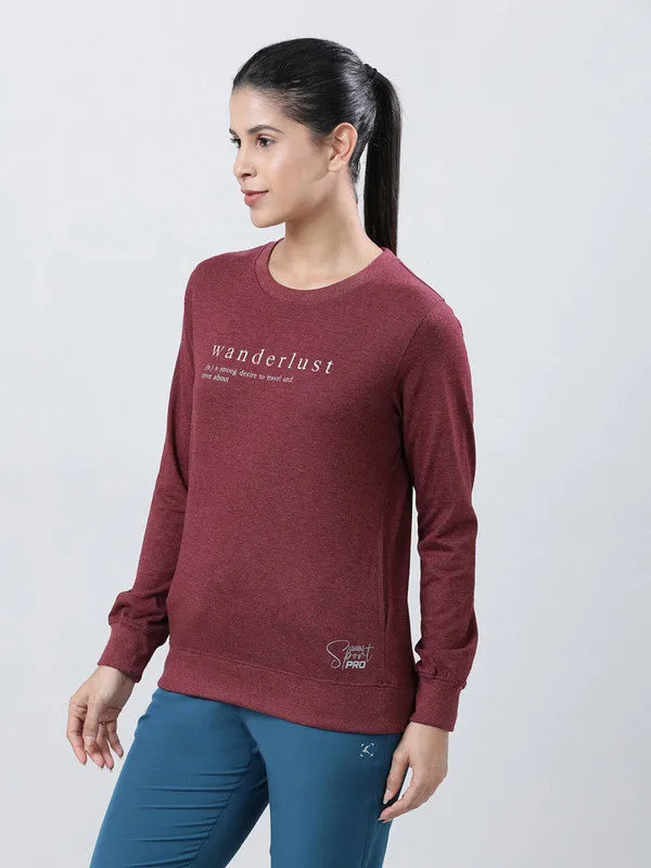 Women Brick Red Solid Sweatshirts-PULLOVER 69-BR-ML