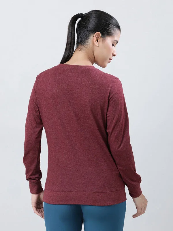 Women Brick Red Solid Sweatshirts-PULLOVER 69-BR-ML
