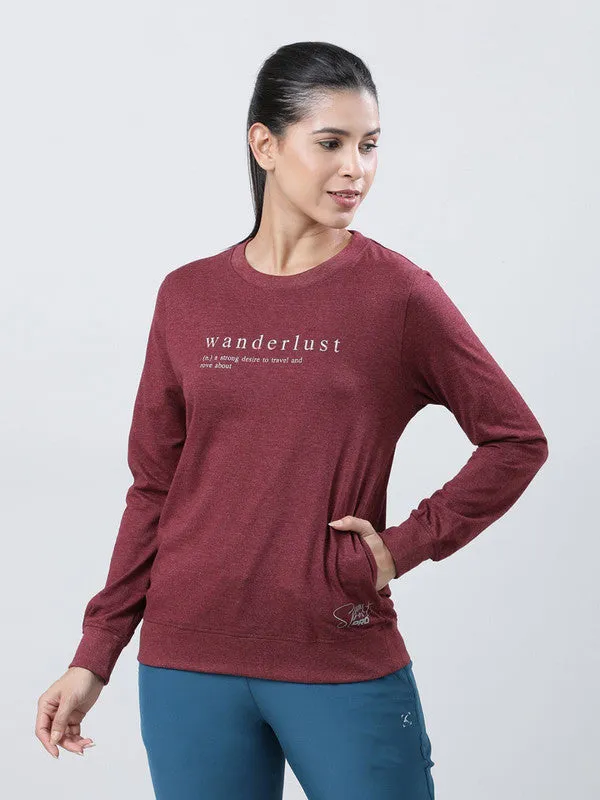 Women Brick Red Solid Sweatshirts-PULLOVER 69-BR-ML
