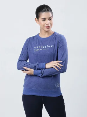 Women Ink Blue Solid Sweatshirts-PULLOVER 69-IB-ML