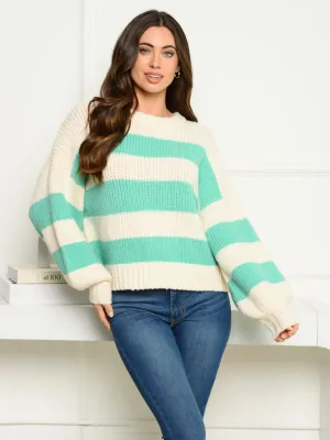 WOMEN'S LONG BELL SLEEVE COLORBLOCK SWEATER