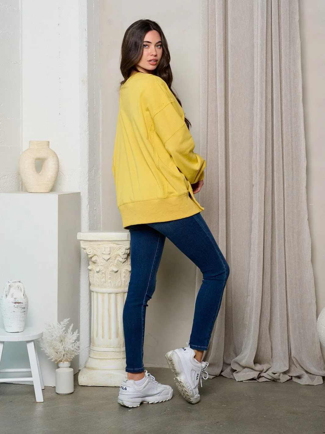 WOMEN'S LONG SLEEVE EMBROIDERY GRAPHIC DETAILED SWEATER
