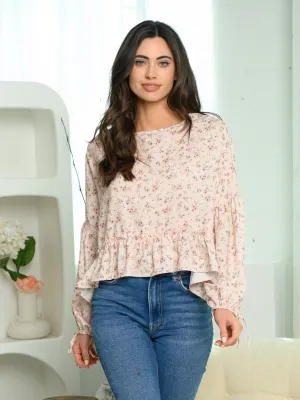 WOMEN'S LONG SLEEVE FLORAL PRINT TOP