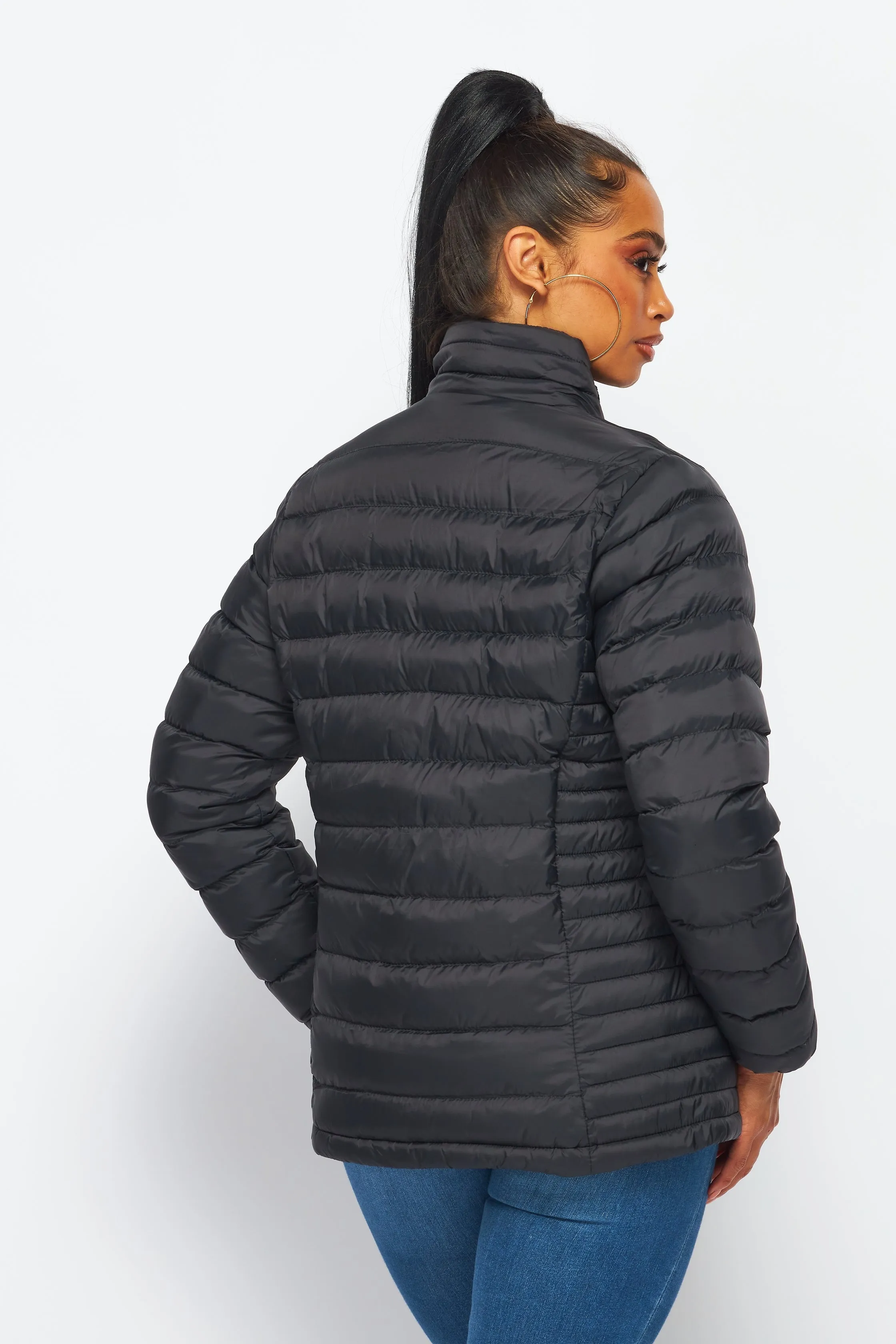 Women's Soft Coated Winter Puffer Jackets-LJ640-BLACK