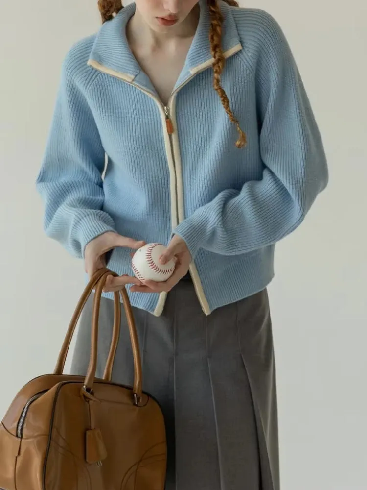Y2K Double Zip-Up Knitted Cardigan