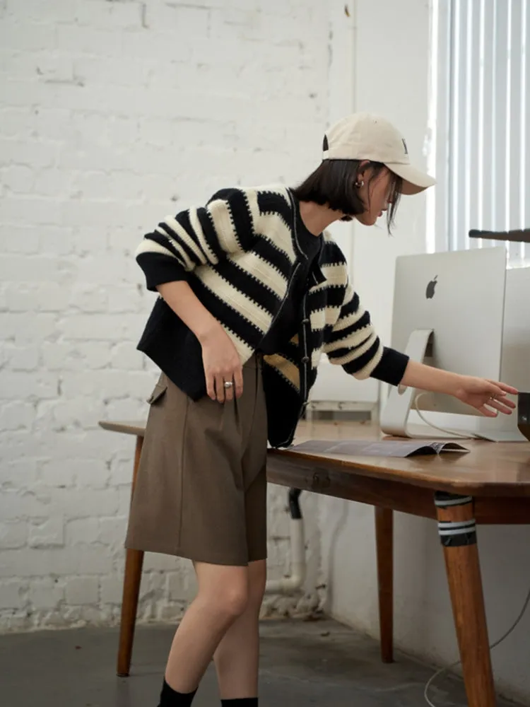 Y2K Striped Button-Up Cardigan