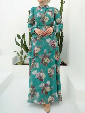 Yara Mint Chiffon Maxi