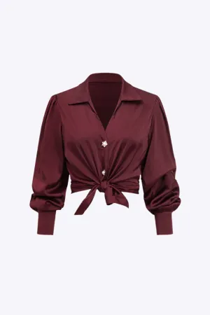 Yolanda - Smooth Satin Comfort Woman's Long Sleeve Shirt