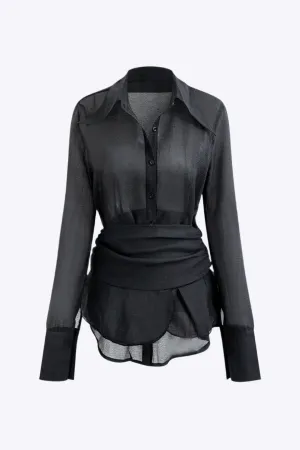 Zinnia - Classic Button Up Design Woman's Mini Skirt Set
