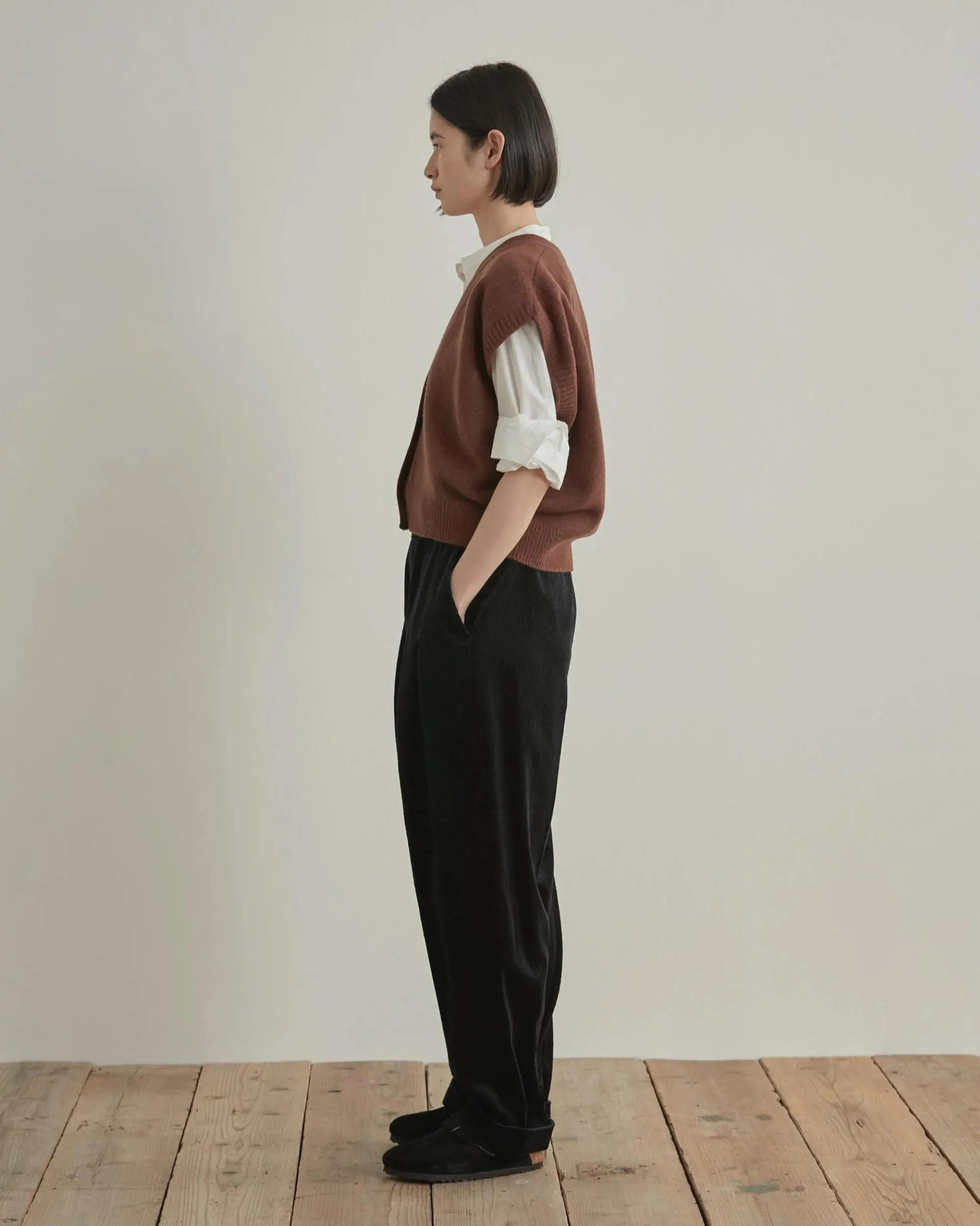 Zoe Wool V-Neck Brown Vest