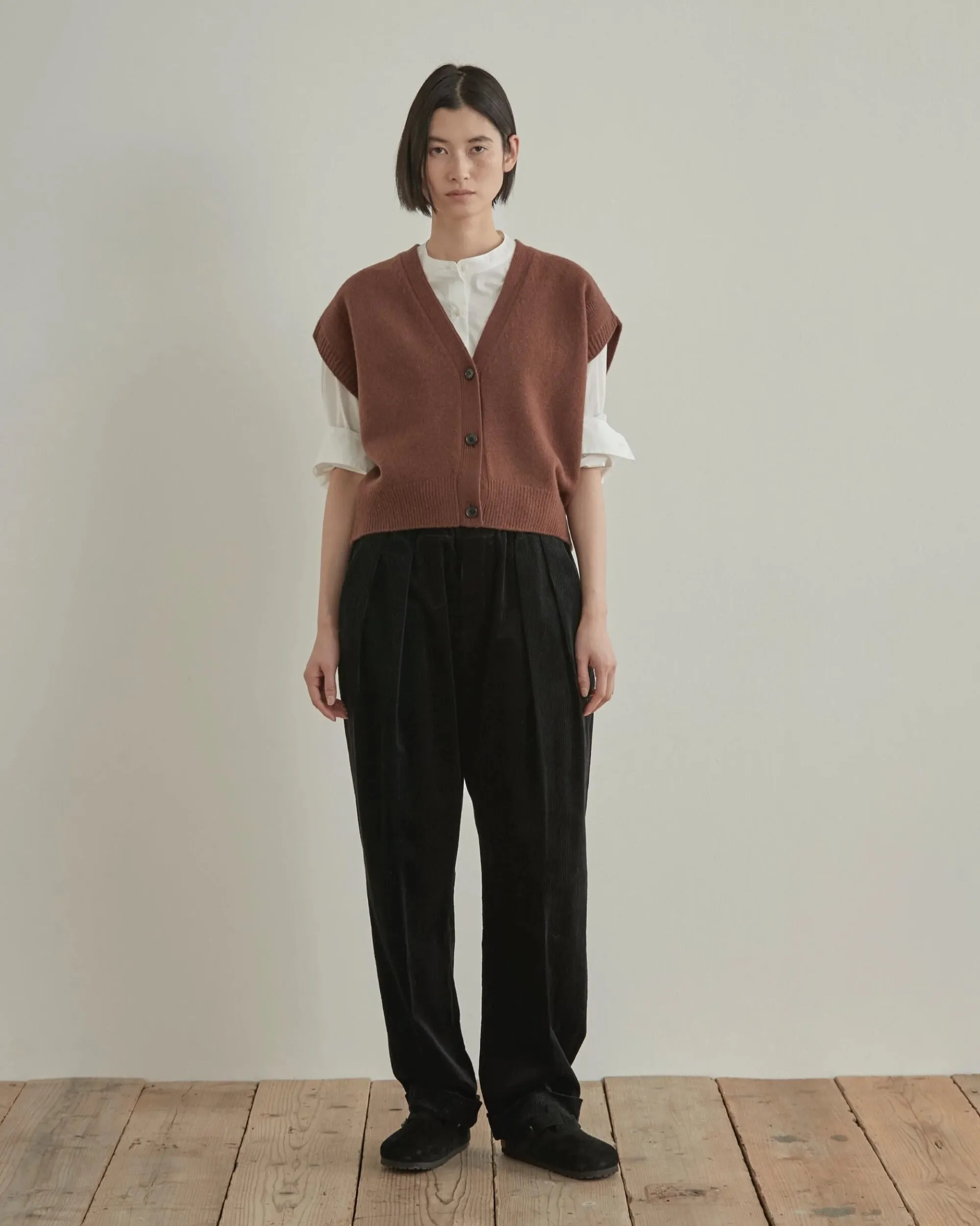 Zoe Wool V-Neck Brown Vest