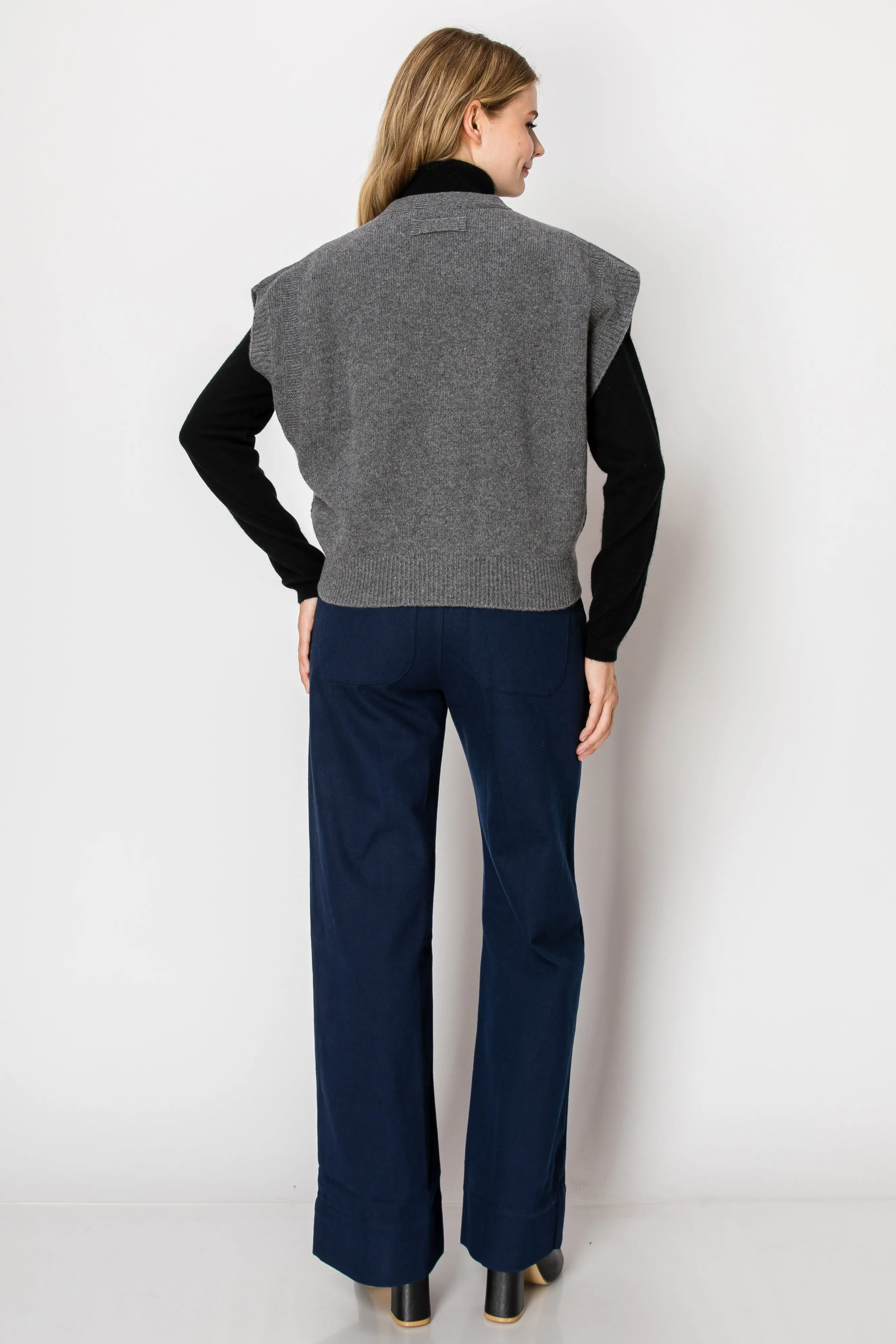 Zoe Wool V-Neck Grey Vest