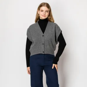 Zoe Wool V-Neck Grey Vest